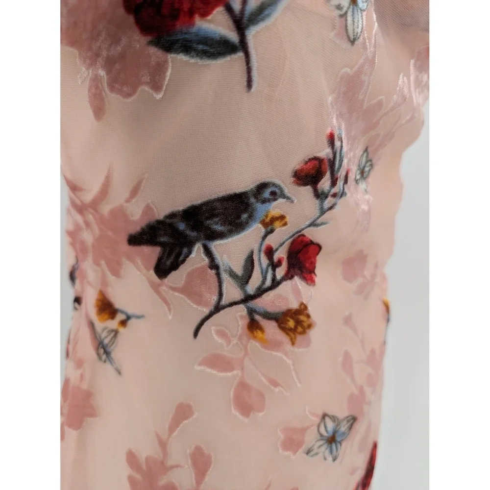 Beginning Boutique Floral Burnt Out Velvet Mini Dress 6 Pink Coquette Fairycore‎